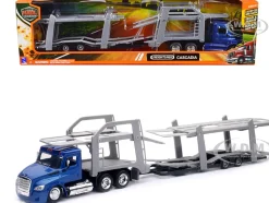Freightliner Cascadia Auto Transporter Blue Metallic Long Haul Trucker Series 1/43 Diecast Model New Ray NR16033