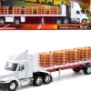 Freightliner Century Class S T Flatbed Truck White with Pallet Accessories Long Haul Trucker Series 1/32 Diecast Model New Ray 10593