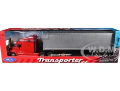 Freightliner Columbia Truck Red with Gray Container 1/32 Diecast Model by Welly