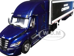 Freightliner Fifth Generation Cascadia Raised Roof Sleeper & 53' Utility Trailer with Skirts Midnight Blue 1/64 Diecast Model by DCP/First Gear