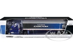 Freightliner Fifth Generation Cascadia Raised Roof Sleeper & 53' Utility Trailer with Skirts Midnight Blue 1/64 Diecast Model by DCP/First Gear