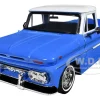 1966 GMC C1000 Fenderside Pickup Truck Lowrider Blue with White Top Get Low Series 1/24 Diecast Model Car Motormax 79035bl