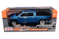 2019 GMC Sierra 1500 Denali Crew Cab Pickup Truck Blue Metallic 1/24 1/27 Diecast Model Car Motormax 79362