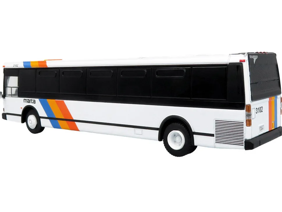 1980 Grumman 870 Advanced Design Transit Bus "MARTA Atlanta" White with Stripes "Vintage Bus & Motorcoach Collection" Limited Edition 1/87 (HO) Diecast Model by Iconic Replicas