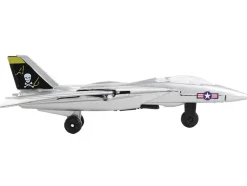 Grumman F 14 Tomcat Fighter Aircraft Silver Metallic United States Navy VF 84 Jolly Rogers with Runway Section Diecast Model Airplane Runway24 RW115