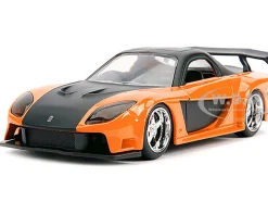 Han's Mazda RX-7 RHD (Right Hand Drive) Orange Metallic and Black "25 Years of Fast & Furious" "The Fast and the Furious: Tokyo Drift" (2006) Movie "Fast & Furious" Series 1/32 Diecast Model Car by Jada