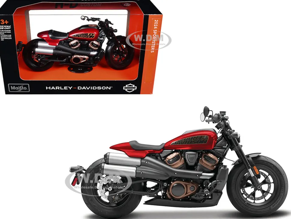 2024 Harley Davidson Sportster S Motorcycle Red Metallic and Black "H-D Custom" Series 1/12 Diecast Model by Maisto