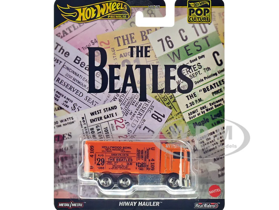 Hiway Hauler Orange with Concert Ticket Graphics The Beatles Pop Culture Series Diecast Model Car Hot Wheels HVJ41