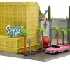 Hollywood 100 Walk of Fame Diorama with Pink Convertible and Double Decker Bus Nano Scene Series model Jada 34807