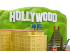 Hollywood 100 Walk of Fame Diorama with Pink Convertible and Double Decker Bus Nano Scene Series model Jada 34807