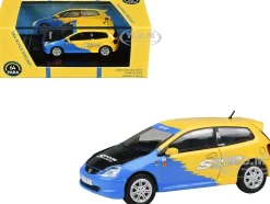 2001 Honda Civic Type R EP3 Blue and Yellow with Black Hood