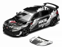 Honda Civic Type R (FL5) RHD (Right Hand Drive) "HKS" Matt Black with Graphics 1/64 Diecast Model Car by MotorHelix