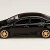 Honda Mugen Civic Type R (FD2) RHD (Right Hand Drive) Crystal Black Pearl with Gold Wheels "JDM64" Series 1/64 Diecast Model Car by Hobby Japan