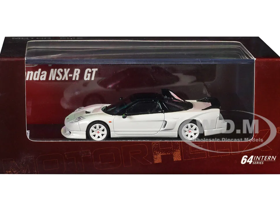 Honda NSX-R GT RHD (Right Hand Drive) Championship White with Black Top "Intern 64" Series 1/64 Diecast Model Car by MotorHelix