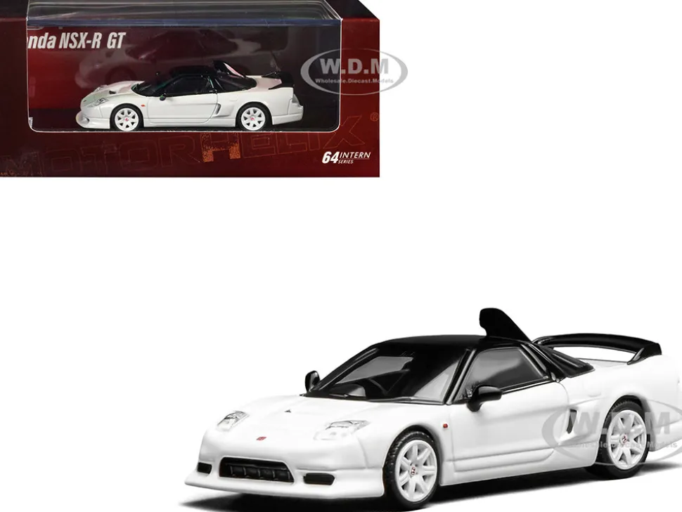Honda NSX-R GT RHD (Right Hand Drive) Championship White with Black Top "Intern 64" Series 1/64 Diecast Model Car by MotorHelix