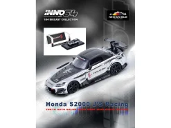 Honda S2000 RHD (Right Hand Drive) "J's Racing" Chrome Silver with Carbon Hood and Top with Graphics "Tokyo Auto Salon Hong Kong 2025 Event Edition" 1/64 Diecast Model Car by Inno Models