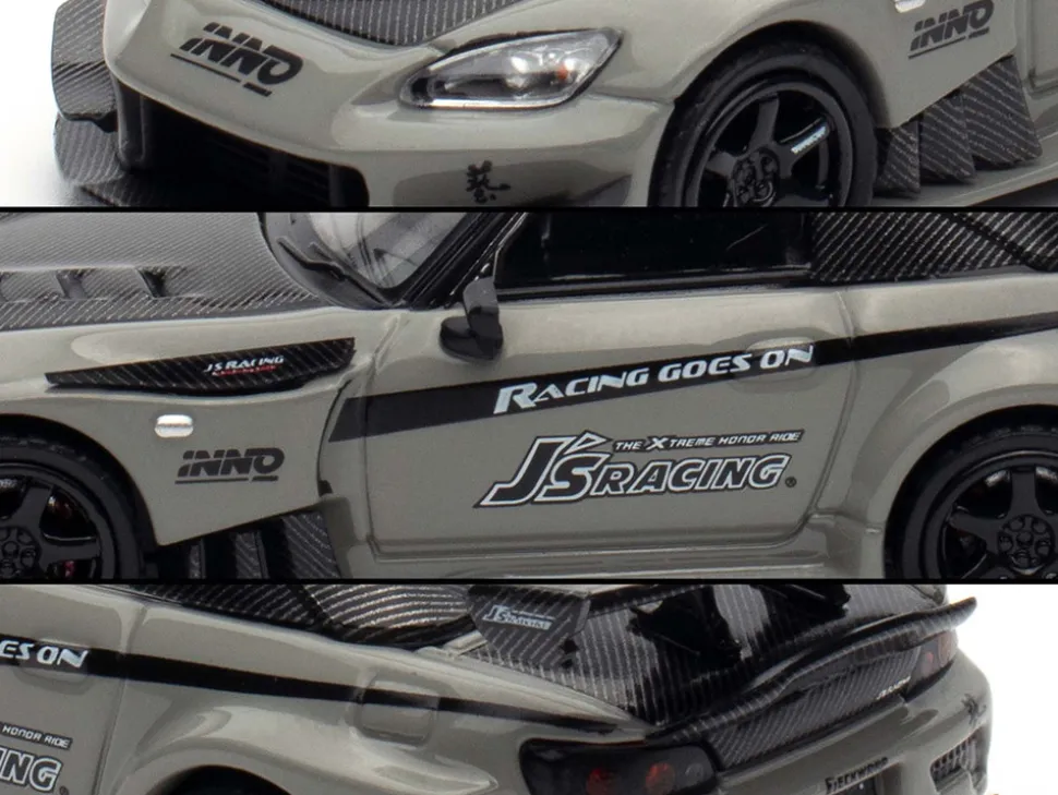 Honda S2000 RHD (Right Hand Drive) "J's Racing" Gray with Carbon Hood and Top "Hong Kong Toycar Salon 2025 Event Edition" 1/64 Diecast Model Car by Inno Models
