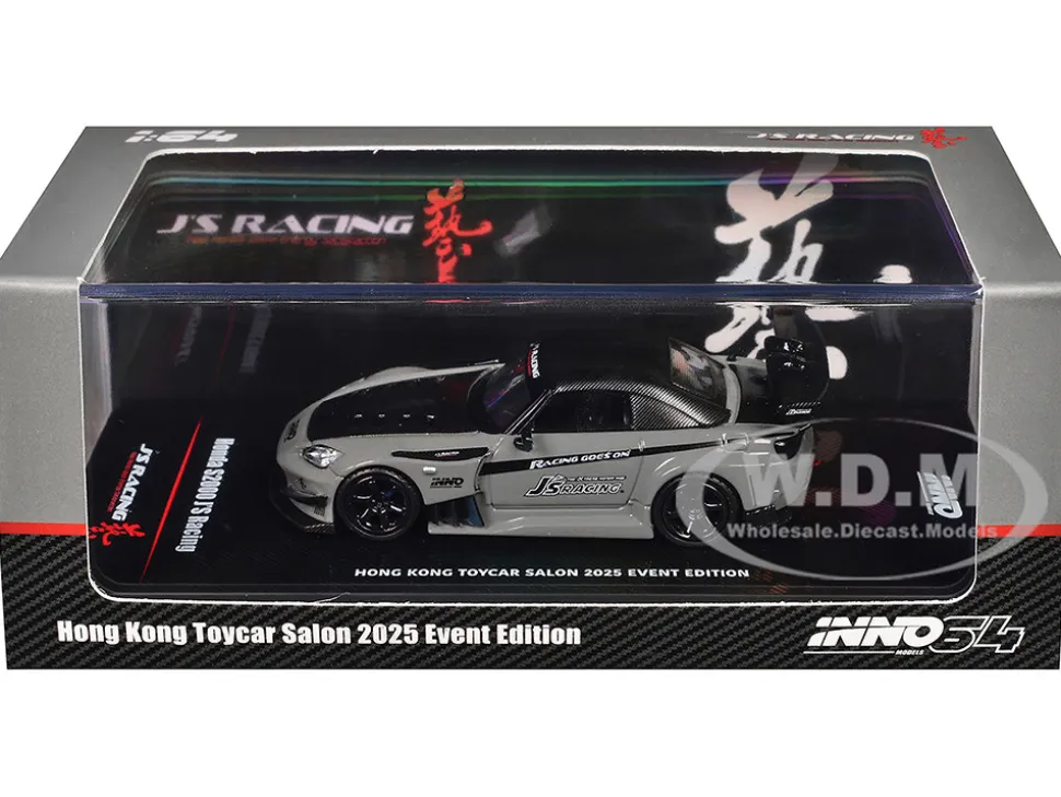 Honda S2000 RHD (Right Hand Drive) "J's Racing" Gray with Carbon Hood and Top "Hong Kong Toycar Salon 2025 Event Edition" 1/64 Diecast Model Car by Inno Models