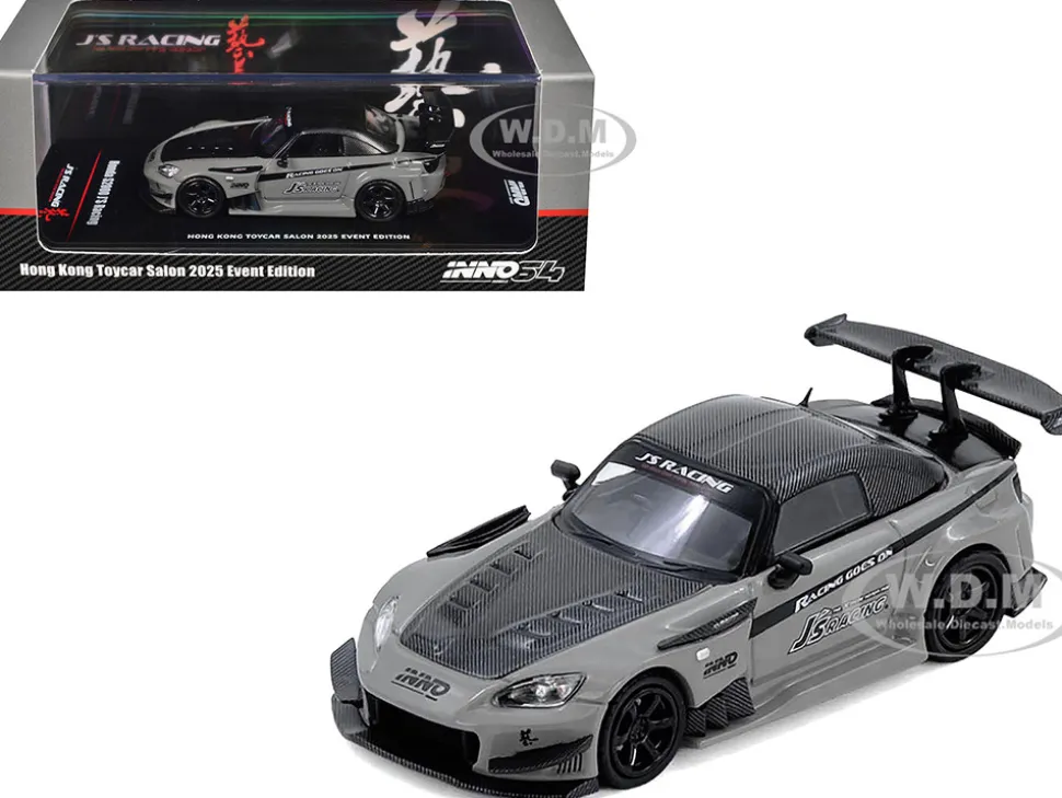 Honda S2000 RHD (Right Hand Drive) "J's Racing" Gray with Carbon Hood and Top "Hong Kong Toycar Salon 2025 Event Edition" 1/64 Diecast Model Car by Inno Models