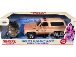 Hopper's Chevrolet Blazer Police Badge Hawkins Police Dept Stranger Things 2016 TV Series 1/24 Diecast Model Car Jada 31111
