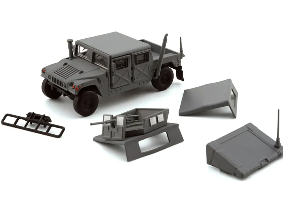 HUMVEE 4-CT Military Vehicle Matt Gray with Alternative Tops 1/64 Diecast Model Car by BM Creations