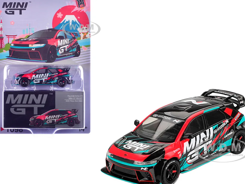 Hyundai Ioniq 5N RS-01T "Mini GT" Black with Graphics "2025 Tokyo Auto Salon" Limited Edition 1/64 Diecast Model Car by Mini GT