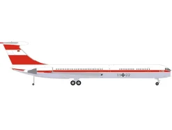 Ilyushin IL-62M Commercial Aircraft "German Luftwaffe" (11+22) White with Red Stripes 1/200 Diecast Model Airplane by Herpa