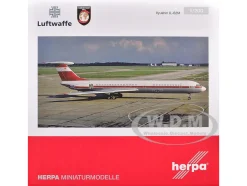 Ilyushin IL-62M Commercial Aircraft "German Luftwaffe" (11+22) White with Red Stripes 1/200 Diecast Model Airplane by Herpa
