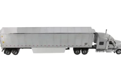 International LoneStar Sleeper Cab Silver with 53' Reefer Refrigerated Chrome Plated Van Trailer Transport Series 1/50 Diecast Model Diecast Masters 71043