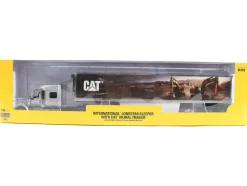 International Lonestar Truck with Sleeper Silver Metallic with "CAT Caterpillar" Mural Trailer "Transport Series" 1/50 Diecast Model by Diecast Masters