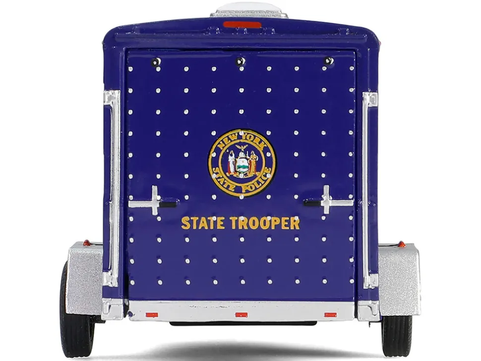 2001 Jeep Cherokee "New York State Police" Blue with Yellow Stripes and Small Cargo Trailer "Hot Pursuit Hitch & Tow" Series 1 1/64 Diecast Model Cars by Greenlight