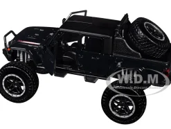 2021 Jeep Gladiator Rubicon Off-Road Pickup Truck Black with Matt Black Top "Off Road" Series 1/27 Diecast Model Car by Motormax