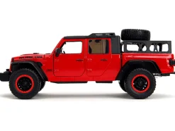 2020 Jeep Gladiator Rubicon Pickup Truck Red with Black Top and Extra Wheels "Just Trucks" Series 1/24 Diecast Model Car by Jada