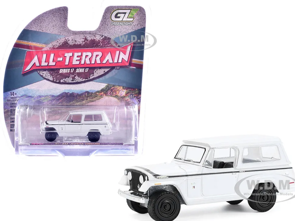 1971 Jeep Jeepster Commando White with Black Stripes "All Terrain" Series 17 1/64 Diecast Model Car by Greenlight