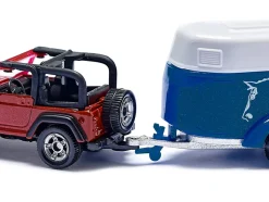 Jeep Red with Horse Trailer Blue and Horse Accessory Diecast Model Siku 1651