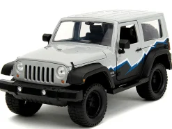 2007 Jeep Wrangler Gray and Black with Blue and White Stripes with Extra Wheels Just Trucks Series 1/24 Diecast Model Car Jada 34194