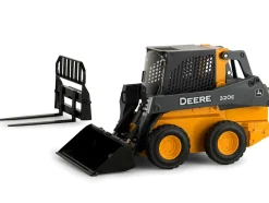 John Deere 320E Wheeled Skid Steer Fork Bucket Work Tools Prestige Collection 1/16 Diecast Model ERTL TOMY 45461