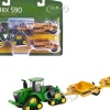 John Deere 9RX 590 Tractor Green with Two 1812D C Scrapers Yellow 1/64 Diecast Model by ERTL TOMY