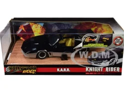 KARR Black Silver with Light Knight Rider 1982 TV Series Hollywood Rides Series 1/24 Diecast Model Car Jada 31115