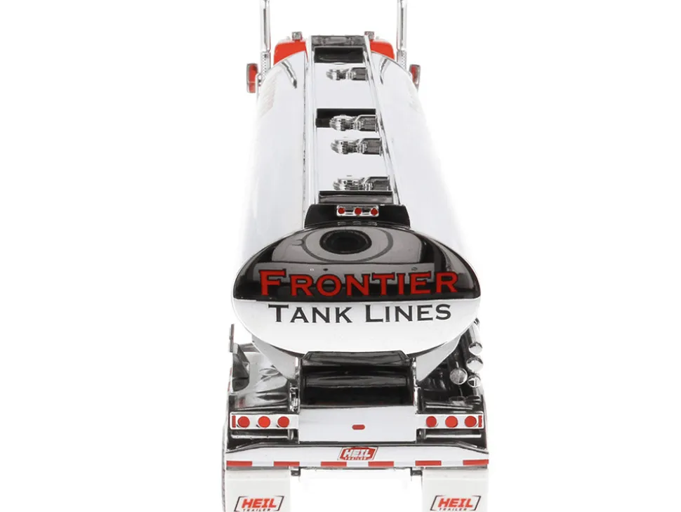 Kenworth T880 SBFA Tandem Day Cab Truck Pusher Axle Heil FD9300/DT-C4 Petroleum Tanker Trailer Frontier Tank Lines Red Chrome Transport Series Limited Edition 500 pieces Worldwide 1/50 Diecast Model Diecast Masters 64190
