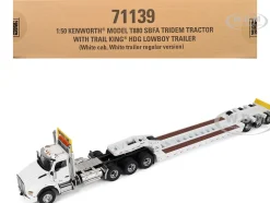 Kenworth T880 SBFA Tridem Truck with Trail King HDG Lowboy Trailer White