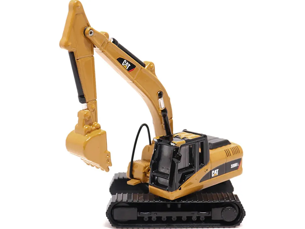 Kenworth T880 SBFS Sleeper Tandem Tractor Black with Lowboy Trailer and CAT 320D L Hydraulic Excavator Yellow 1/87 HO Diecast Model Diecast Masters 84420