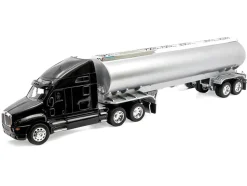 Kenworth T2000 Truck Black with Silver Tanker Trailer "Transporter" Series 1/32 Diecast Model by Welly