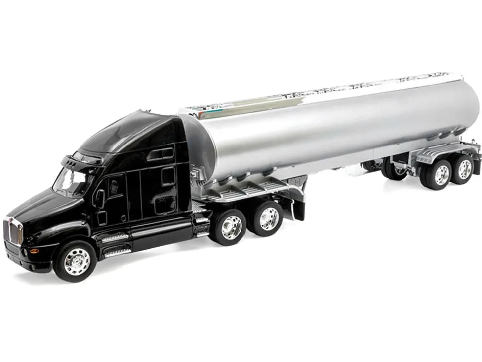Kenworth T2000 Truck Black with Silver Tanker Trailer "Transporter" Series 1/32 Diecast Model by Welly