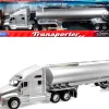 Kenworth T2000 Truck Silver Metallic with Silver Tanker Trailer "Transporter" Series 1/32 Diecast Model by Welly