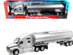 Kenworth T2000 Truck Silver Metallic with Silver Tanker Trailer 