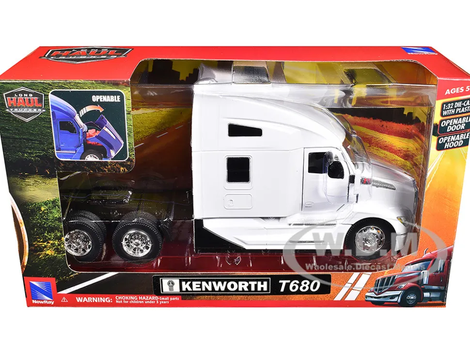 Kenworth T680 Truck Tractor White "Long Haul Truckers" Series 1/32 Diecast Model by New Ray