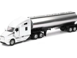 Kenworth T680 Truck White with Oil Tanker Trailer Chrome "Long Haul Trucker" Series 1/32 Diecast Model by New Ray
