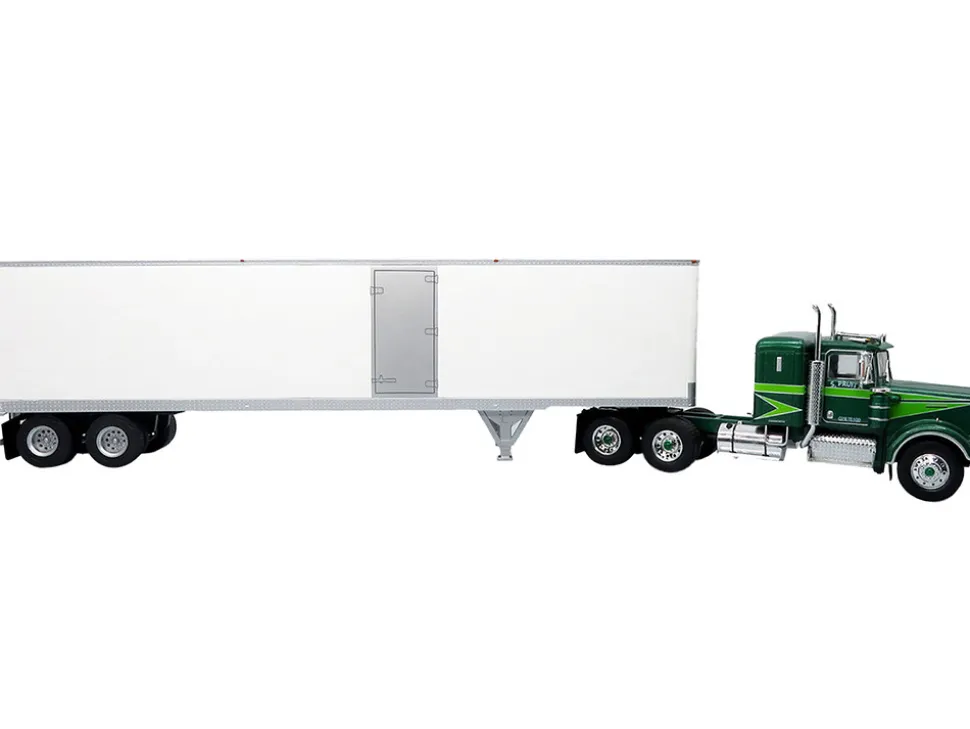 1976 Kenworth W900A Tractor with Dry Goods Trailer Green Metallic with Light Green Graphics "Vintage Heavy Haul Truck Collection" 1/43 Diecast Model by Iconic Replicas