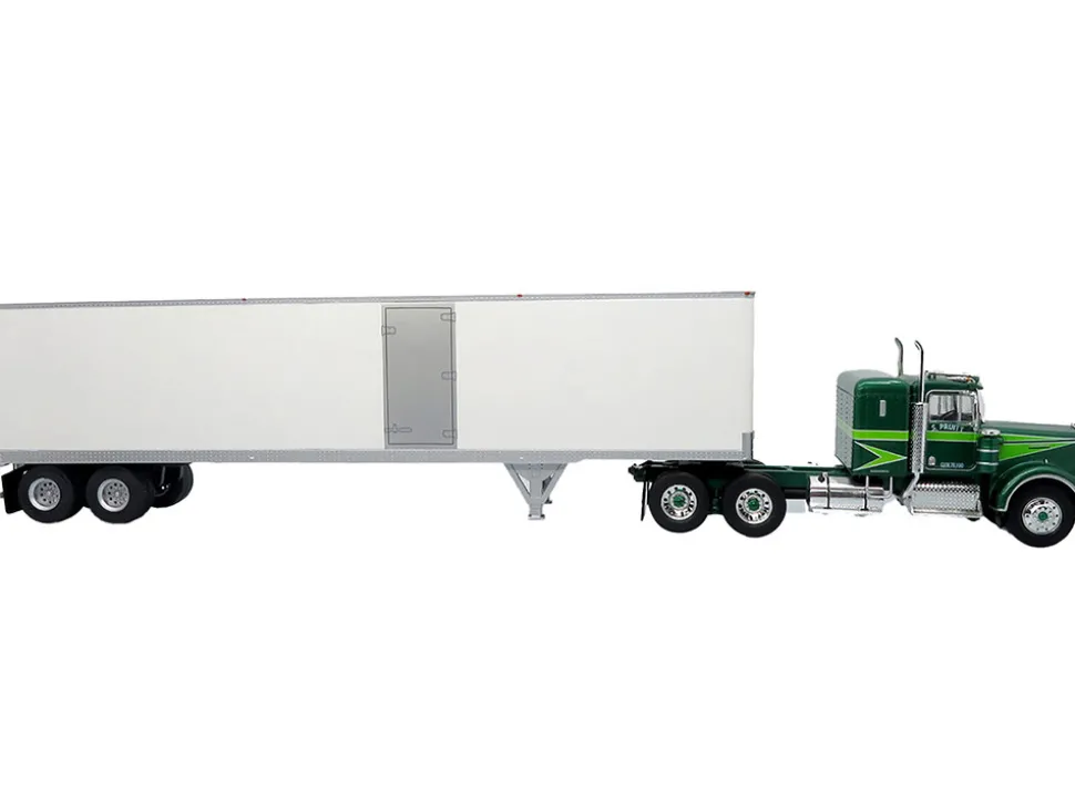 1976 Kenworth W900A Tractor with Dry Goods Trailer Green Metallic with Light Green Graphics "Vintage Heavy Haul Truck Collection" 1/43 Diecast Model by Iconic Replicas